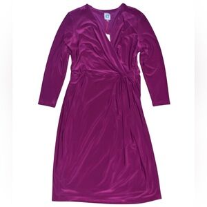 NWT Anne Klein faux wrap midi dress magenta size 1X plus size office career